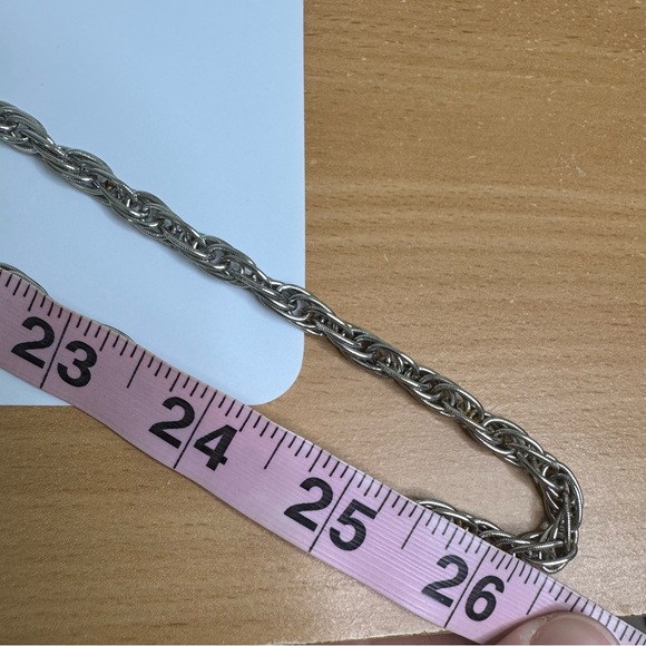 Silver Tone 52” Rope Chain Chunky Thick Necklace with Spring Rings Clasp - Picture 6 of 10